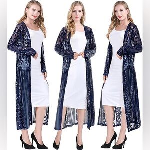 Sparkling Sequin Cover Up Loose Open Cardigan